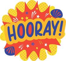 Hooray text sticker in flat style vector