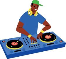 Flat character illustration of a dj vector