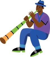 A flat illustration of a didgeridoo player vector