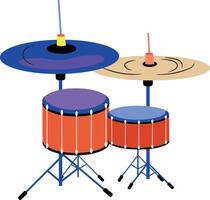 A flat style illustration of a drum set vector