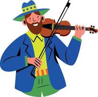 A flat character illustration of fiddle player vector