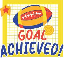 Flat sticker of goal achieved typography with football vector
