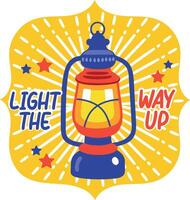 Flat sticker of bright lantern with motivating quote vector