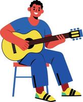 A flat character illustration of guitar artist vector