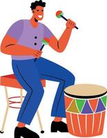 A flat style illustration depicting drumbeat vector