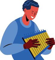 A flat illustration of an instrumentalist playing kalimba vector