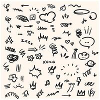 Marker simple elements set With illustration style doodle and line art vector