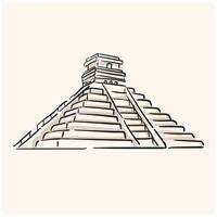 Pyramid With illustration style doodle and line art vector