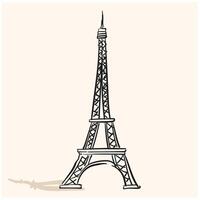 Eiffel Tower With illustration style doodle and line art vector