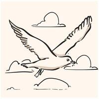 Australian seagull With illustration style doodle and line art vector