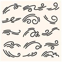 Windy air With illustration style doodle and line art vector