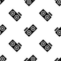 Cartoon silhouette mini computer graphic card seamless pattern. vector