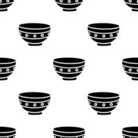 Cartoon vintage pattern bowl silhouette seamless pattern. vector