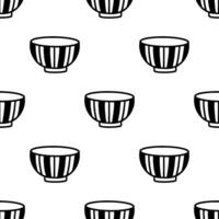 Cartoon black stripe pattern bowl seamless pattern. vector