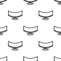 Cartoon doodle computer curved monitor seamless pattern. vector