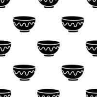 Cartoon melt pattern bowl silhouette seamless pattern. vector