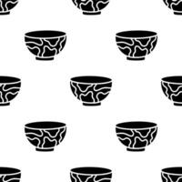 Cartoon abstract pattern bowl silhouette seamless pattern. vector