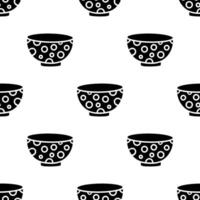 Cartoon dot pattern bowl silhouette seamless pattern. vector
