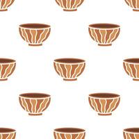 Cartoon brown stripe pattern bowl seamless pattern. vector