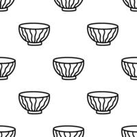 Cartoon watermelon pattern bowl seamless pattern. vector