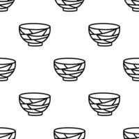 Cartoon japanese style pattern bowl seamless pattern. vector