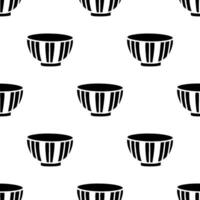 Cartoon stripe pattern bowl silhouette seamless pattern. vector
