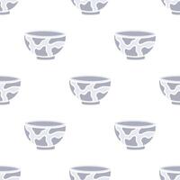 Cartoon abstract gray pattern bowl seamless pattern. vector