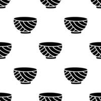 Cartoon japanese style pattern bowl silhouette seamless pattern. vector