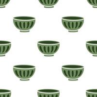 Cartoon old green pattern design bowl seamless pattern. vector