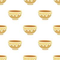 Cartoon honey melt pattern bowl seamless pattern. vector