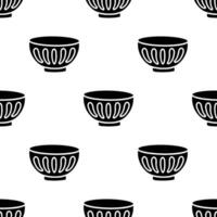 Cartoon old design pattern bowl silhouette seamless pattern. vector