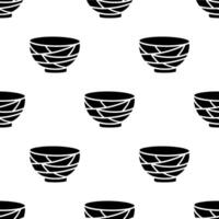 Cartoon crack pattern bowl silhouette seamless pattern. vector