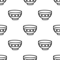 Cartoon vintage pattern bowl seamless pattern. vector