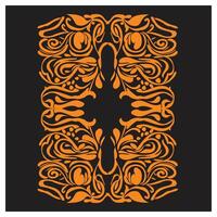 Abstract orange symmetrical butterfly design on a black background. vector