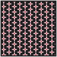 geometric flower shape retro print pattern, Repetitive pattern with vertical chains of red floral motifs on a black background. vector