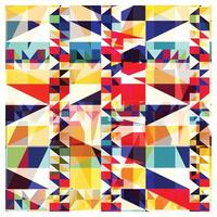 Abstract geometric mosaic art with vibrant colors creating a fragmented pattern, An eye-catching abstract composition showcasing a variety of colorful triangles and squares in a harmonious arrangement vector