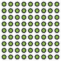 Grid of multiple green circles with black outlines on a white background. vector