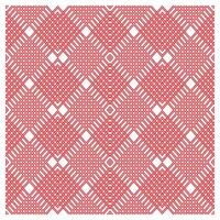 Red and white geometric pattern with diagonal lines and squares. vector