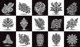 set of floral ornament. decorative frames and borders. vector