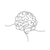 Human brain Continuous line art flat illustration vector