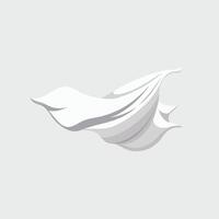 Flying white silk fabric isolated flat illustration on white background. vector