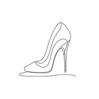 high heel continuous line art flat illustration vector