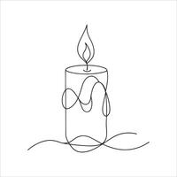Candle Continuous line art flat illustration vector