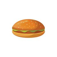 Sesame seed hamburger bun isolated flat illustration on white background vector