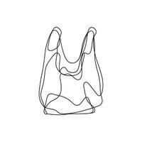 Plastic bag Continuous line art flat illustration vector