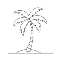 Palm tree single Continuous line art flat illustration. vector