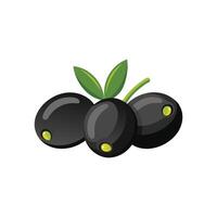 Black olives isolated flat illustration on white background. vector