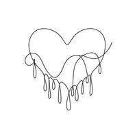 Bleeding Heart Continuous line art flat illustration on white background vector