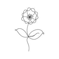Anemone Continuous line art flat illustration on white background. vector