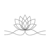 Lotus Continuous line art flat illustration on white background vector